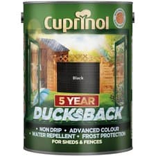 Image of Cuprinol Ducksback 5 Year Waterproof for Sheds & Fences Black 5 litre