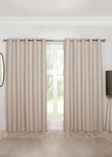 Image of Sundour Cosmos Plain Textured Eyelet Blackout Lined Curtains Pair Natural