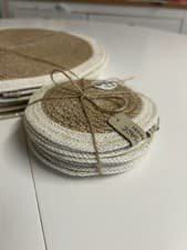 Image of Set Of 4 Jute Placemats + 4 Jute Coasters Handmade