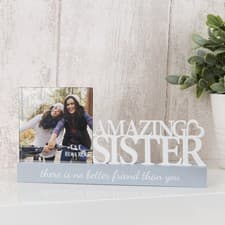 Image of Celebrations Sentiment Word Block Photo Frame 4x4" - Amazing Sister