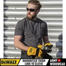 Image of Dewalt Typhoon Mens Charcoal Grey T-Shirt Workwear Work Top Crew Neck Logo Chest