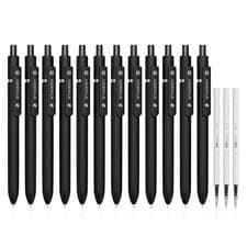 Image of Black Gel Pens 6Pcs with 3 Extra Refills - Fine Point Quick Dry Writing Pens