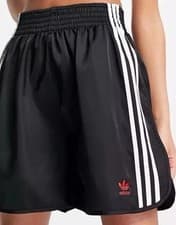 Image of NEW ADIDAS Boxing Shorts Women's Black Embroidered Big Red Logo BNWT