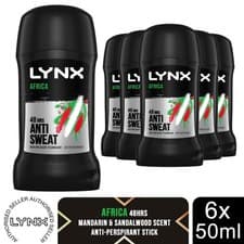 Image of Lynx Africa 48-Hour Sweat Protection Anti-Perspirant Stick, 6x50ml