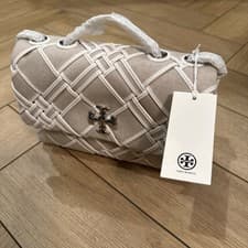 Image of Tory Burch Kira Woven Canvas Small Convertible Shoulder Crossbody Bag NWT