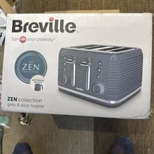 Image of Breville Zen 4 Slice Toaster with High Lift & Wide Slots, Grey & Silver Chrome