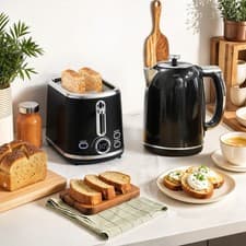 Image of Rapid Boil Kettle and 2 Slice Toaster Set with LED Screen, 1.7L 3000W