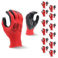 Image of 24 Pack Nitrile Work Gloves - Red with Black Coating, Long Lasting Durabull