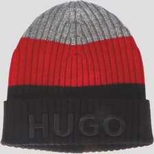 Image of New Hugo BOSS unisex mens woman designer ribbed scarf warm wool beanie hat cap