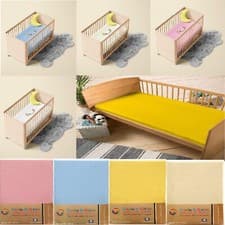 Image of Cot Bed Fitted Sheet 140x70cm Toddler Junior Bed 100% Cotton 140x70cm Pack Of 2