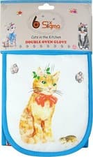 Image of Double Oven Gloves Heat Resistant Mitt Cotton Floral Novelty Kitchen Cooking