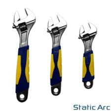 Image of ADJUSTABLE SPANNER WRENCH SOFT GRIP HANDLE OPEN JAW HEAVY DUTY 6"/8"/10" inch