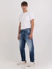 Image of Replay Repaxed Tapered Fit Sandot Jeans - Medium Blue - Waist 32 - Length 32