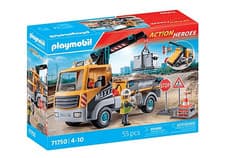 Image of Playmobil Action Heroes 71750 Construction Truck with Crane for Ages 4-10