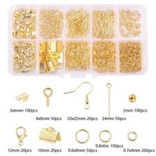 Image of Jewellery Making Kit Findings Repair Tools Set Earrings Necklace DIY Grid Box