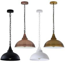 Image of Vintage Industrial Ceiling Pendant Light Metal Shade Black Hanging Retro Lamp