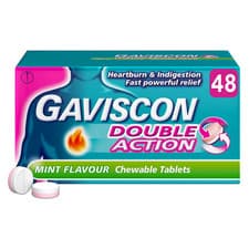 Image of Gaviscon Double Action Mint Flavour Chewable Indigestion Heartburn - 48 Tablets