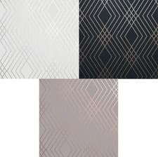 Image of Fine Decor Shard Trellis Metallic Geometric Wallpaper Silver Rose Gold Navy