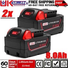 Image of 2x 8.0AH Battery For Milwaukee For M18 Extended Capacity 18V Lithium 48-11-1860