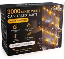 Image of christow Cluster Christmas Tree Lights Indoor Outdoor Timer 3000 LED