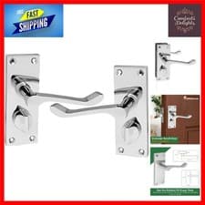 Image of Victorian Scroll Chrome Door Handles with Thumbturn Lock - Elegant Privacy Set