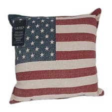 Image of Lauren Ralph Lauren Indoor Outdoor American USA Flag Throw Pillow 20x20” New