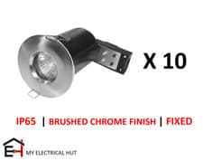 Image of Indoor Fixed IP65 FIRE RATED Recessed GU10 Downlight(Pack of 10)- BRUSHED CHROME