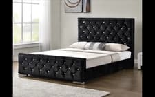 Image of Chesterfield Buttoned Bed Frame Upholstered Plush Velvet Fabric