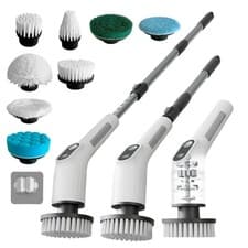 Image of Electric Spin Scrubber with 4000mAh Battery 380-500 RPM 8 Replaceable Brush