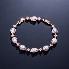 Image of ZAKOL Classic Geometric Water Drop CZ Bracelet for Women Bridal Gorgeous Buling