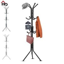 Image of Free Standing Metal Coat Stand Hat & Coat Rack Black or White – Easy Assembly