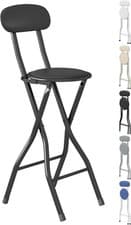 Image of BLACK PADDED FOLDING HIGH BACK CHAIR BREAKFAST KITCHEN BAR STOOL FOLDABLE SEAT