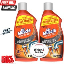 Image of Mr Muscle Drain Gel Unblocker Sink & Drain Cleaner Fast Acting 2 x 500 ml UK