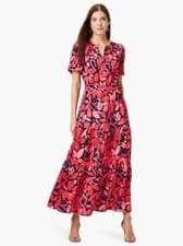 Image of NIC + ZOE Red-Orange Happy Floral Daydream Print Maxi Shirt-Dress XXL = 18/20 1X