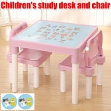 Image of Kids Table and Chair Set ABC Alphabet Children's Plastic Toddlers Childs School