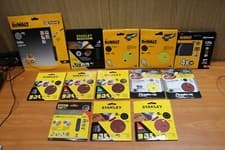 Image of Stanley round hook loop sander sheets 115mm 125mm 150mm 225mm grit assorted