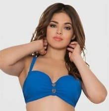 Image of Curvy Kate Luau Love Deep Sea Blue Bandeau Balcony Bikini Top Size 32F NEW B3