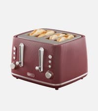 Image of Daewoo 4 Slice Toaster Red Cascade SDA2781GE Wide Slots Crumb Tray