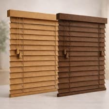 Image of Oak Wooden Venetian Blinds Real Wood Made to Measure 50mm Slats Custom Size