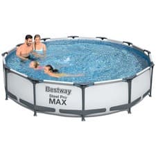 Image of Bestway Steel Pro Max Round Frame Swimming Pool with Filter Pump, Grey, 12ft