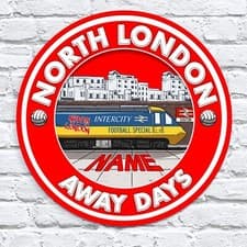 Image of Personalised Arsenal Football Sign Retro Metal Plaque Casual Away Days FTR02