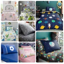 Image of Kids Duvet Cover Set Pillowcases - Boys Girls Sheet Set Matching Fitted Sheet UK