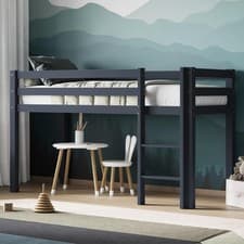 Image of Flair Grey Mid Sleeper Cabin Bed for Kids with Storage, Compact Pine Frame