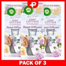 Image of AIR WICK COSY COTTAGE FROSTED ROSES SCENTED OIL REED DIFFUSER 42ml 3 PACKS