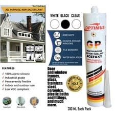 Image of MULTIPURPOSE Kitchen Waterproof Silicone Sealant Clear White Black Grey 280ml