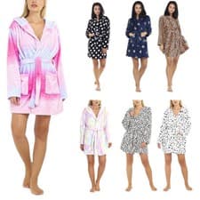 Image of Kraftd Womens Dressing Gowns, Luxury Fleece Girls Bathrobe cozy hooded robe size