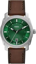 Image of Fossil Machine Mens watch 42mm Quartz Green Dial Brown Leather Strap