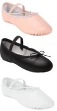 Image of Ballet Shoes, Pink Leather Ballet Dance shoes Full Sole Children & Adults Sizes