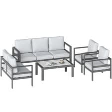 Image of Outsunny Aluminium Garden Furniture Sofa Set with Olefin Cushions, Dark Grey