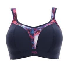 Image of PANACHE NONWIRED SPORTS BRA IN NAVY MULTI-COLOURED SIZE 38B - NEW